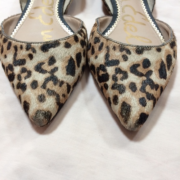 Sam Edelman Leopard Print Calf Hair Pointed Toe Rodney D’orsay Flats - Picture 3 of 11
